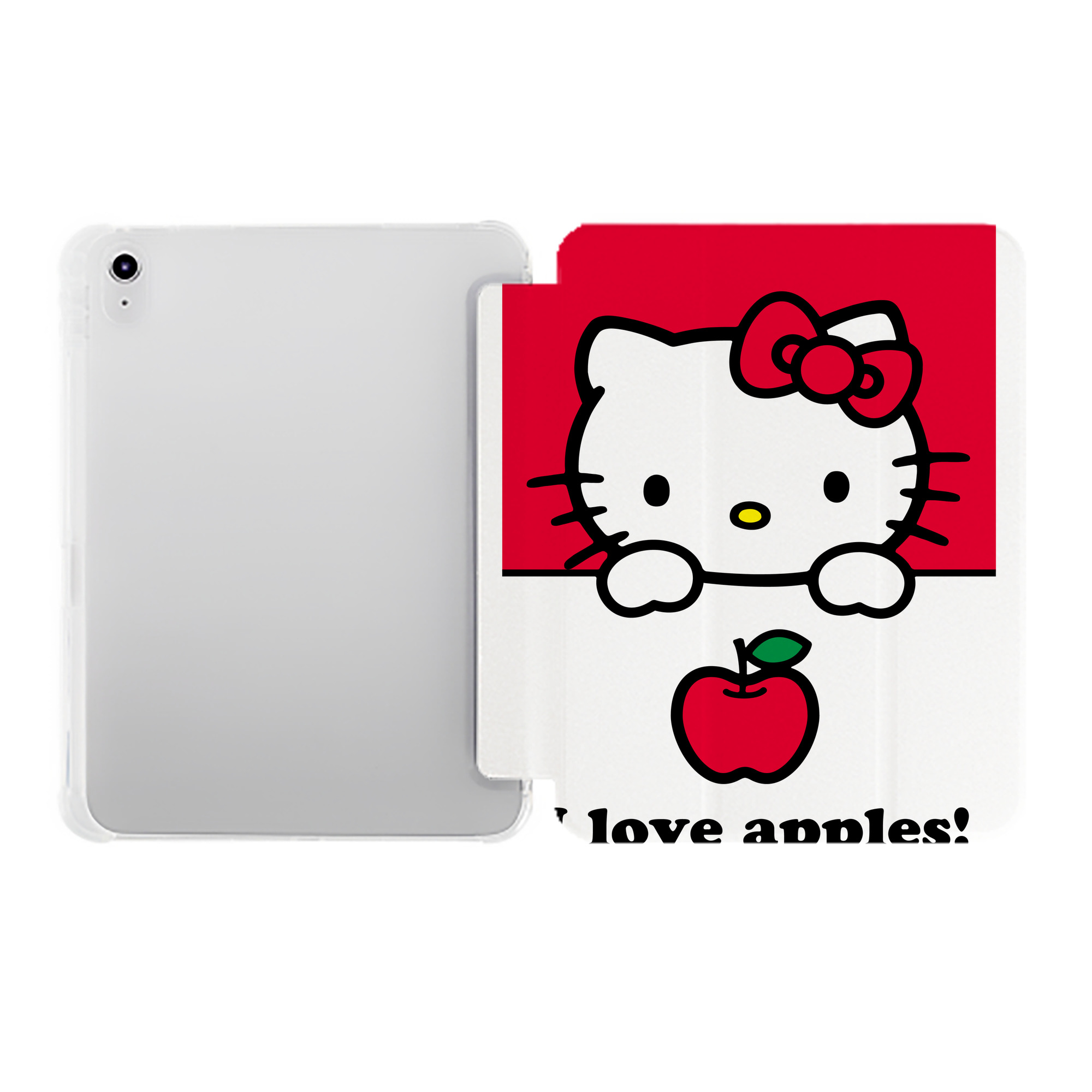 （画像用） Hello Kitty ハローキティ IPad ケース ペン収納付き 三つ折りスタンド PUレザー×シリコン 対応機種9.5/10.5/10.9インチ